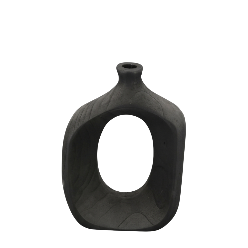 N145 Wooden Vase - Black 7" x 2.25" x 10" PK 2