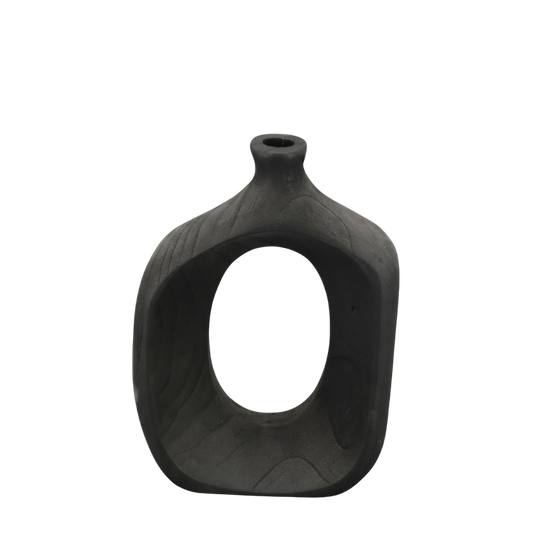 N145 Wooden Vase - Black 7" x 2.25" x 10" PK 2