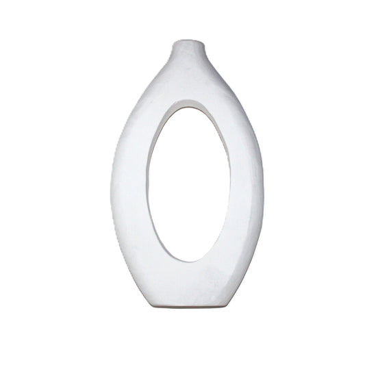 N146 Wood Vase - White 16.5" x 11.25" x 18.75"