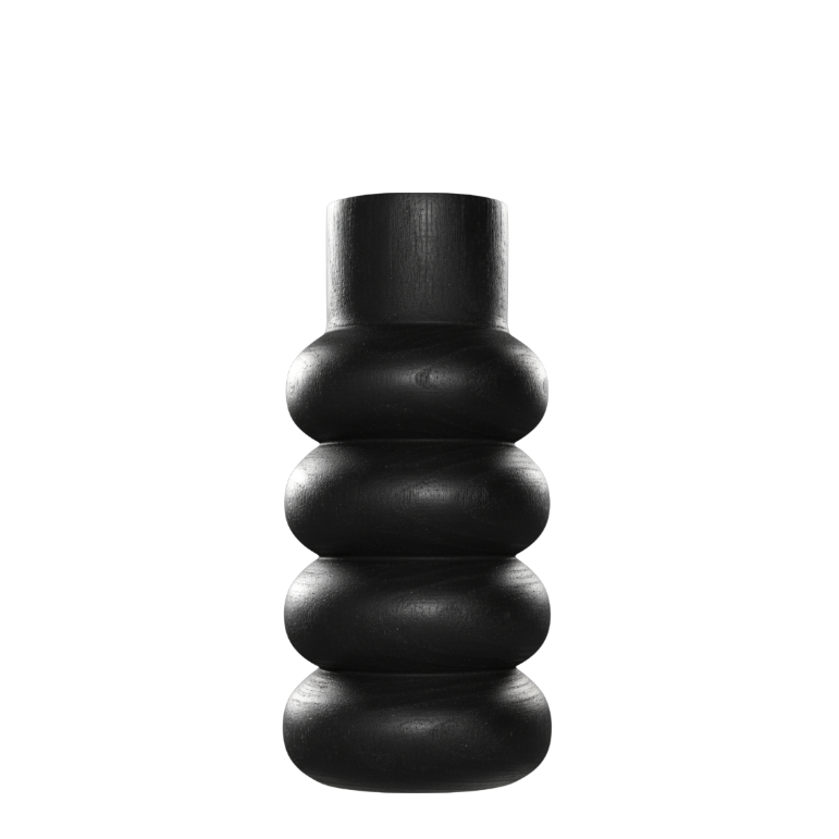 N148 Wood Bubble Vase - Black 5" x 5" x 11" PK 2