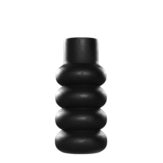 N148 Wood Bubble Vase - Black 5" x 5" x 11" PK 2