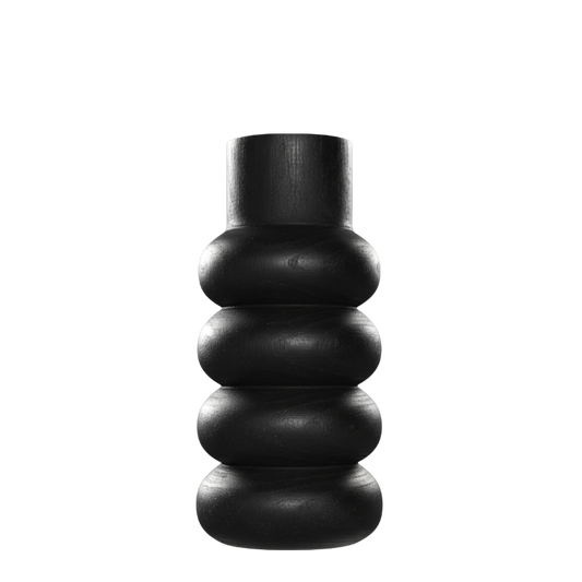 N148 Wood Bubble Vase - Black 5" x 5" x 11" PK 2