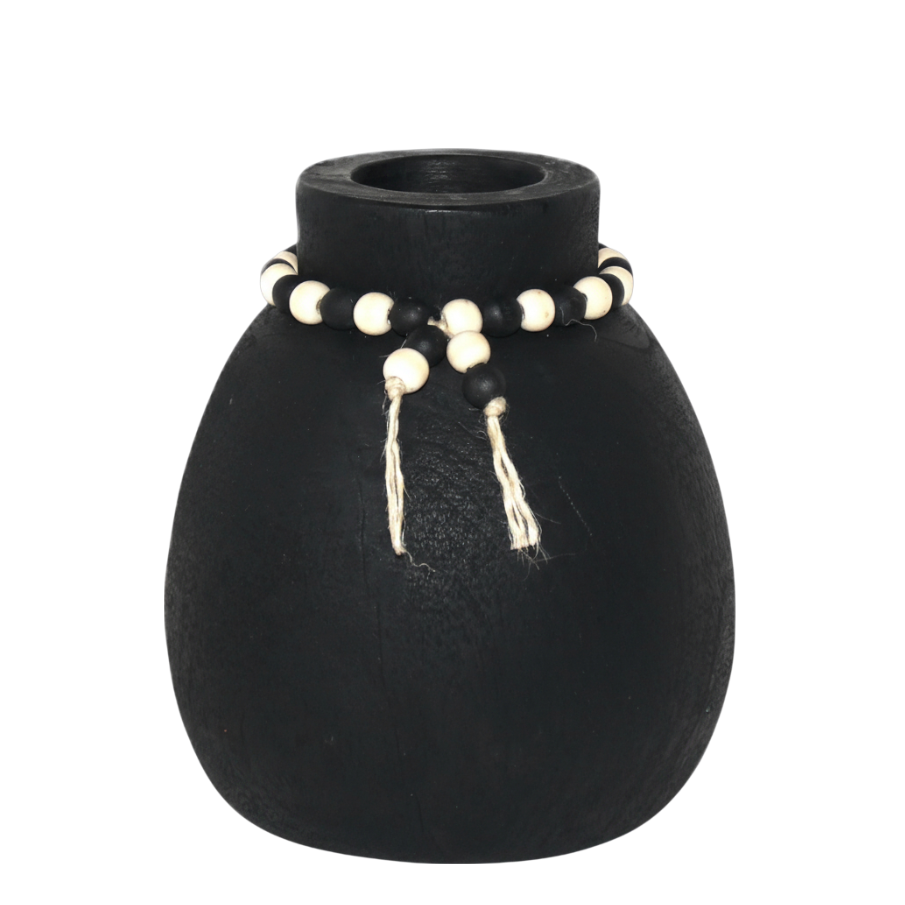 N150 Wood Vase w/Beads 6.5" x 6.55" x 15" PK 2