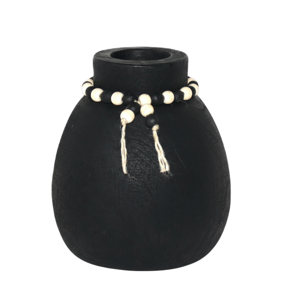 N150 Wood Vase w/Beads 6.5" x 6.55" x 15" PK 2