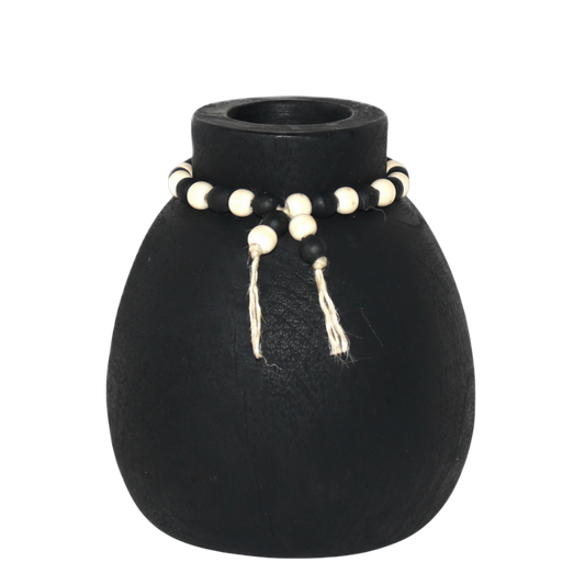 N150 Wood Vase w/Beads 6.5" x 6.55" x 15" PK 2