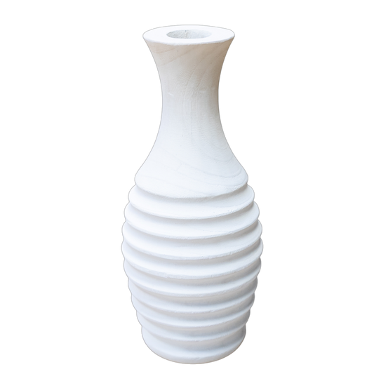 N151 Wood Ribbed Vase - White 16" x 15.5" x 16.75" PK 2