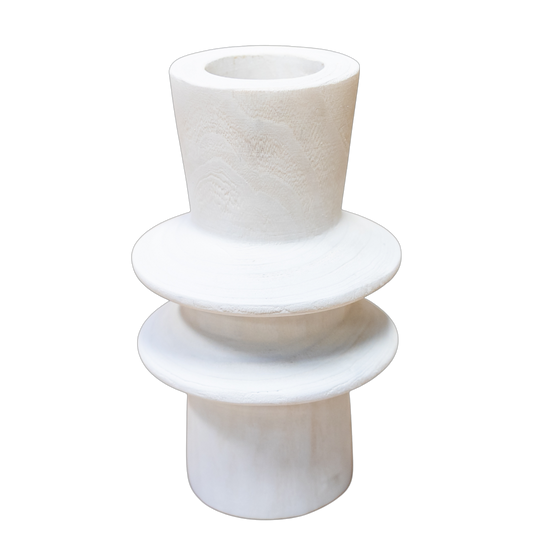 N152 Wood Vase - White 6.25" X 6.5" X 11.75" PK 2