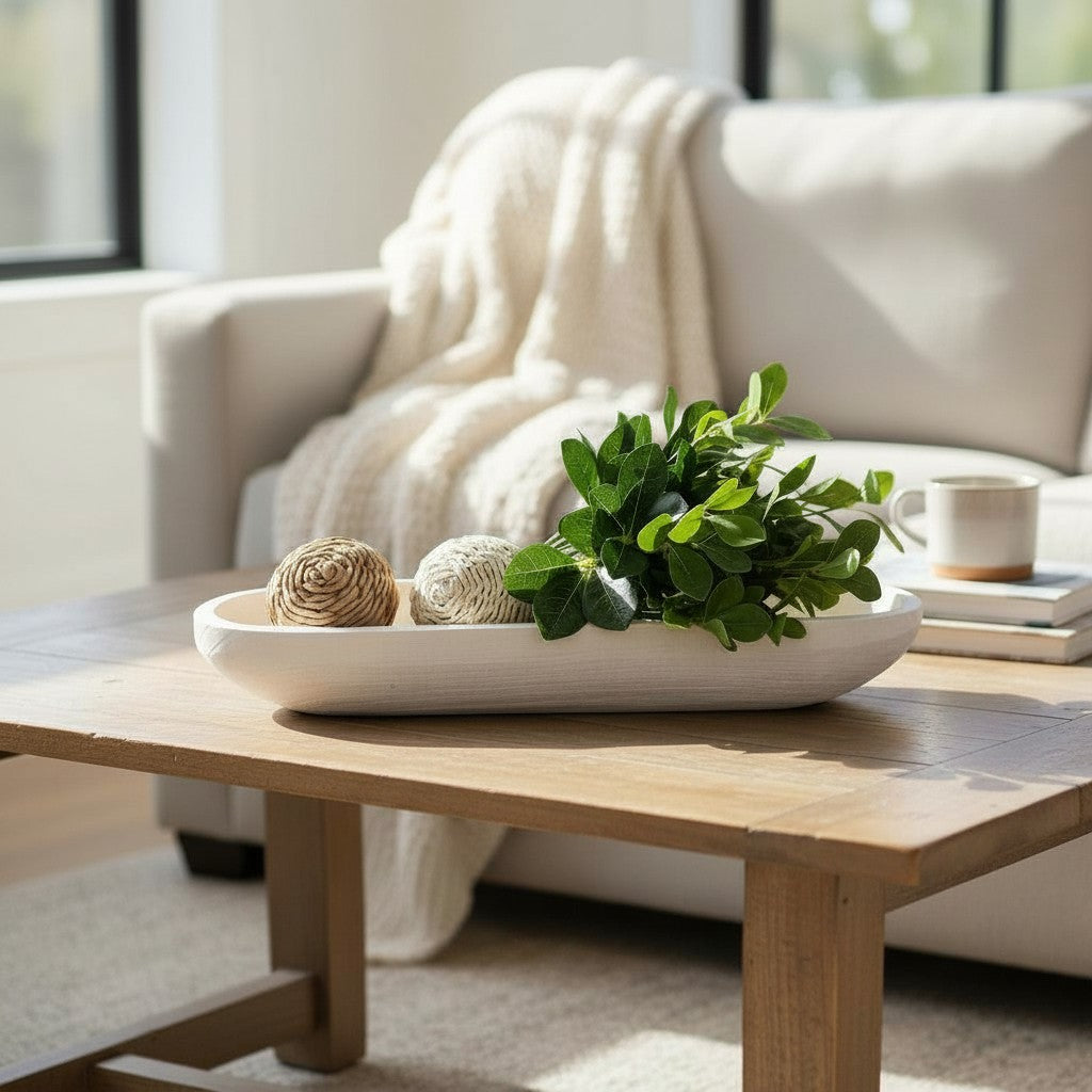 N169 Wood Dough Bowl - White 23" x 6.25" x 3" PK 2