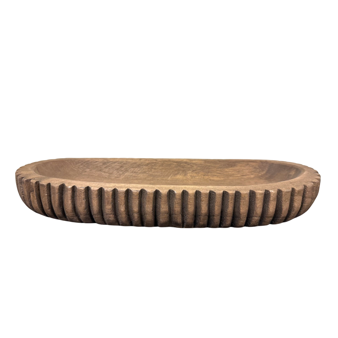 N159 Wood Ribbed Dough Bowl - Brown 15.75" x 6.25" x 2" PK 2