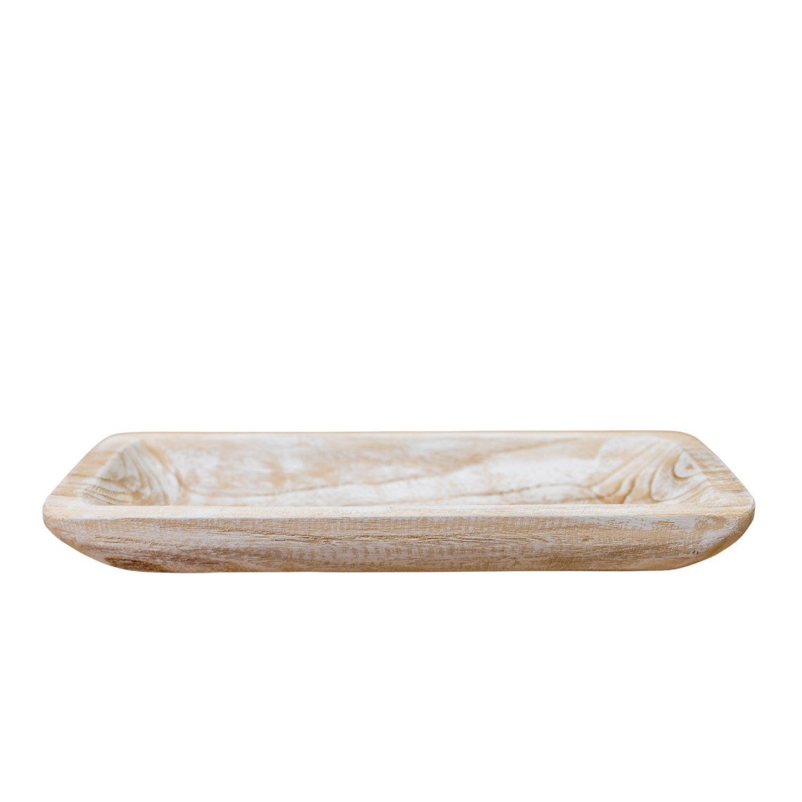 N160 Wood Dough Bowl - Antique White 16.75" x 6" x 2" PK 2
