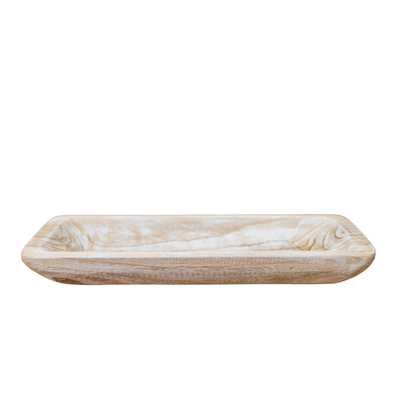N160 Wood Dough Bowl - Antique White 16.75" x 6" x 2" PK 2