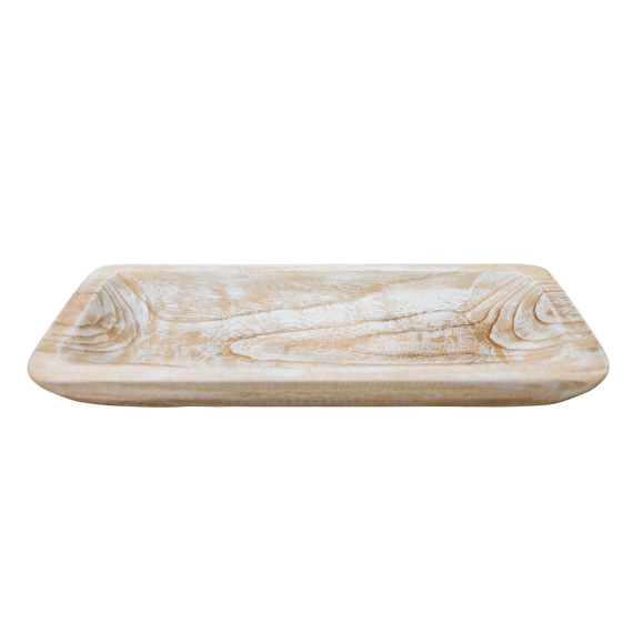 N160 Wood Dough Bowl - Antique White 16.75" x 6" x 2" PK 2