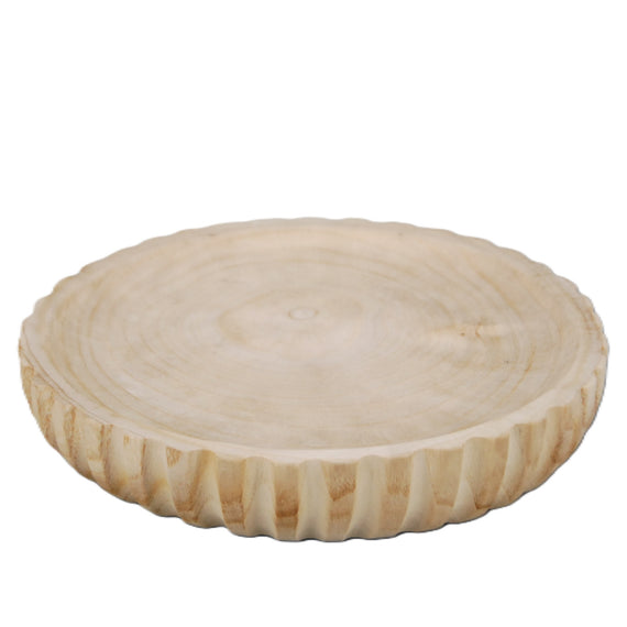 Wooden Ribbed Bowl - Natural