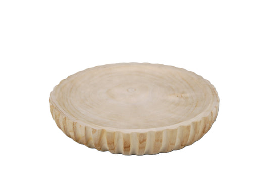 Wooden Ribbed Bowl - Natural