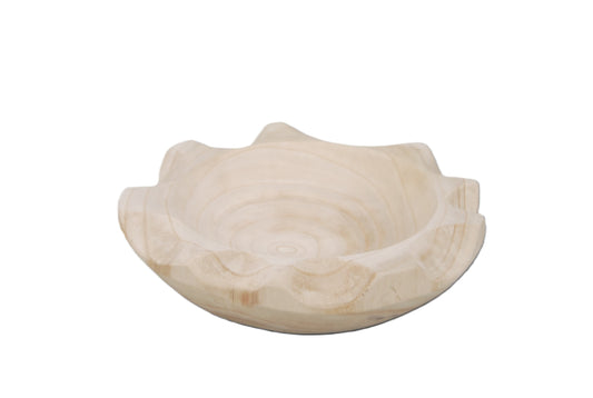 Wooden Scalloped Bowl - Antique White