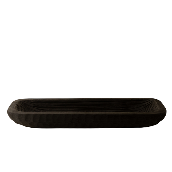 N170 Wood Square Dough Bowl - Black 22.25" x 7.75" x 3" PK 2