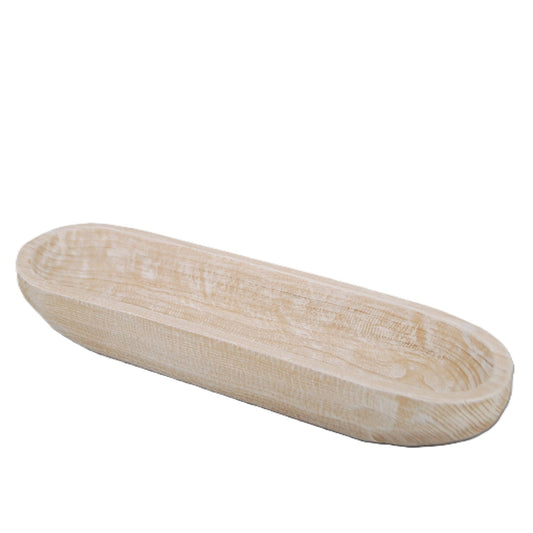 Wooden Dough Bowl - Antique White