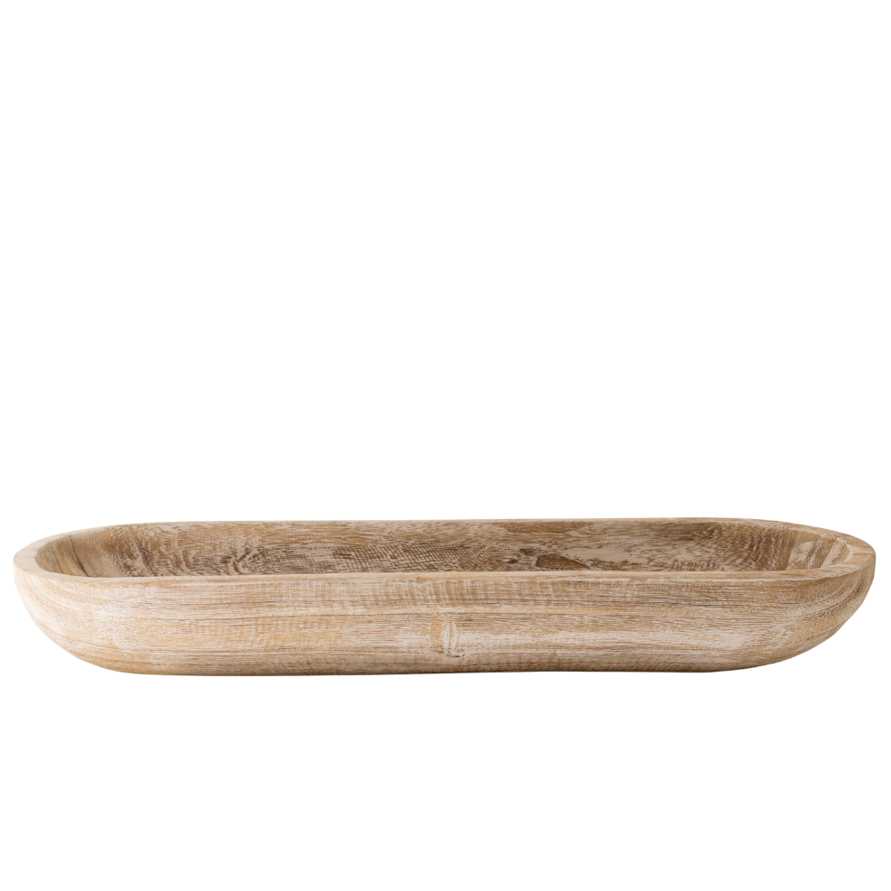 N176 Wood Bowl - Antique White 23" x 6.25" x 3" PK 2
