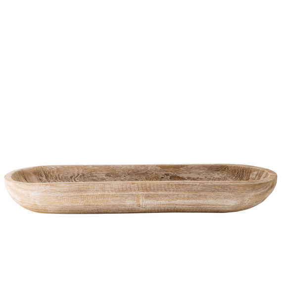 N176 Wood Bowl - Antique White 23" x 6.25" x 3" PK 2
