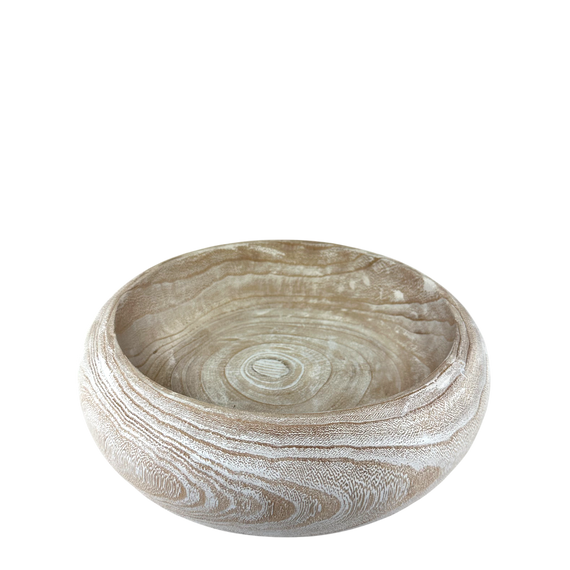 N177 Wooden Bowl - Antique White 12" x 12" x 4" PK 2