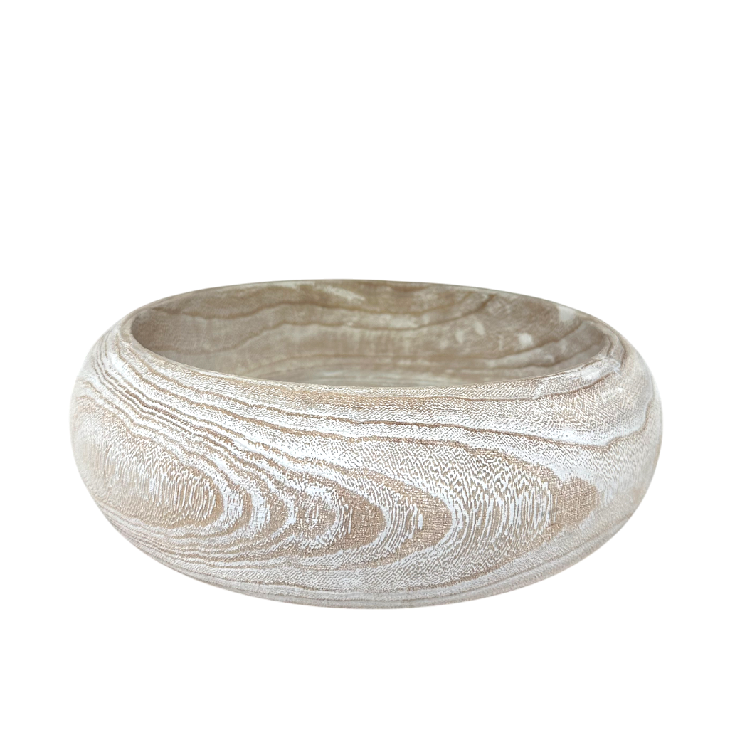 N177 Wooden Bowl - Antique White 12" x 12" x 4" PK 2