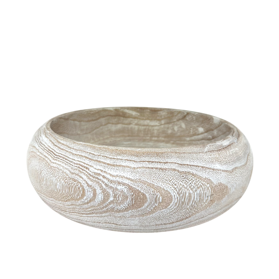 N177 Wooden Bowl - Antique White 12" x 12" x 4" PK 2