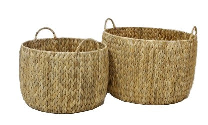 Handled Round Woven Basket (Set of 2)