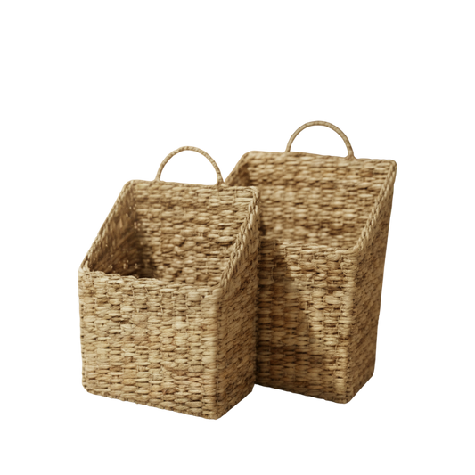 N2933 Handled Basket (Set of 2) Natural, 11.5" X 7.75" X 17.25", 9.75" X 6" X 15.75" PK 2