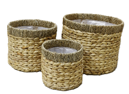 Round Lined Baskets (Set of 3)