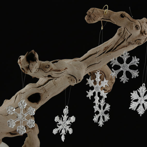 OR105 Glass Iced Snowflake Ornament 2.5" x .25" x 2.5", 6 Assorted PK36