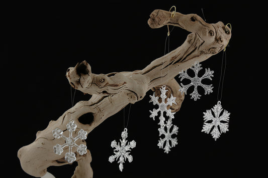 OR105 Glass Iced Snowflake Ornament 2.5" x .25" x 2.5", 6 Assorted PK36