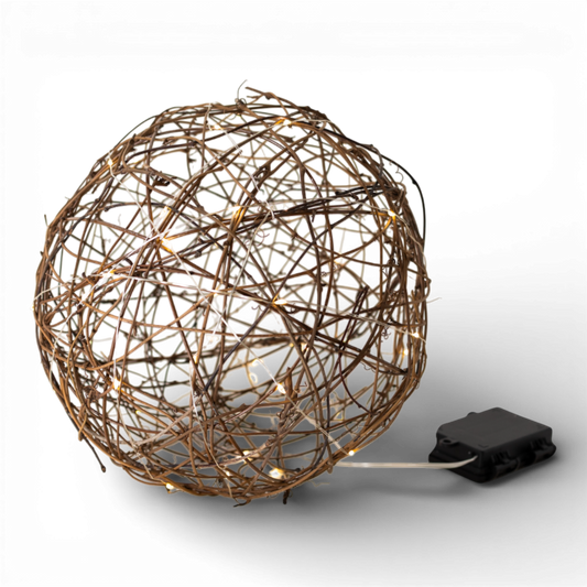 OR135 LED Rattan Orb 10"  PK2