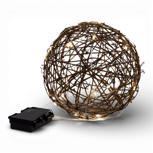 OR136 LED Rattan Orb 8"  PK3
