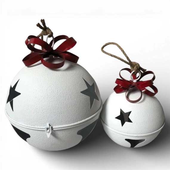 OR138 Metal Bell Ornament WH 8.25" x 8.25" x 10.75" & 12" x 12" x 15.75", Set of 2 PK1