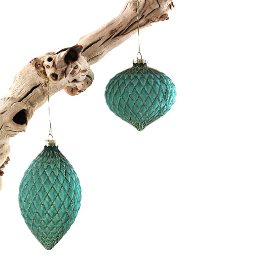 OR178 Glass Ball/Drop Ornament 5.5" x 3" (Set of 2) PK 6