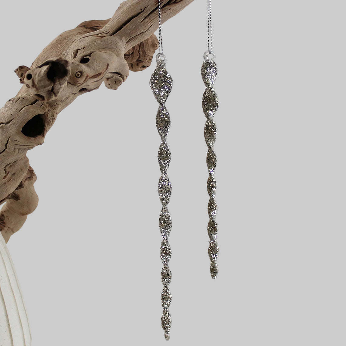 OR188 Glass Icicle Ornament 1" X 1" X 6" & 1" X 1" X 8" (Set of 2) PK 6