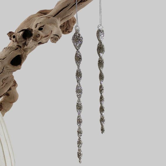 OR188 Glass Icicle Ornament 1" X 1" X 6" & 1" X 1" X 8" (Set of 2) PK 6