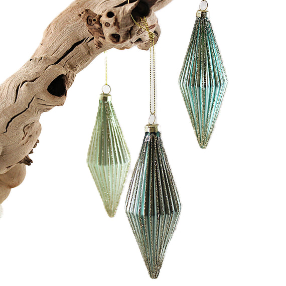 OR196 Glass Drop Ornament 2" X 2" X 5.5" (Set of 3) PK 8