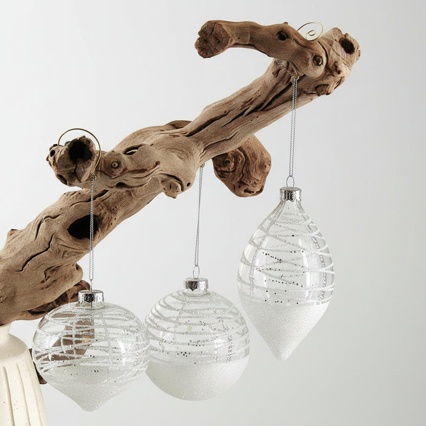 OR197 Glass Ball/Onion/Drop Ornament 4" X 4" X 4", 4" X 4" X 4" & 4" X 4" X 6"(Set of 3) PK 6