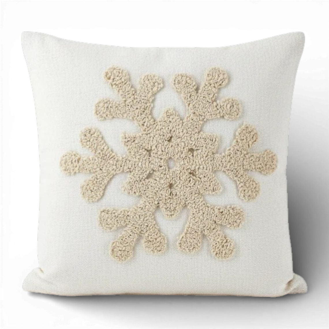 PIL102 Snowflake Pillow, CR/Tan, 17" x 17" PK4