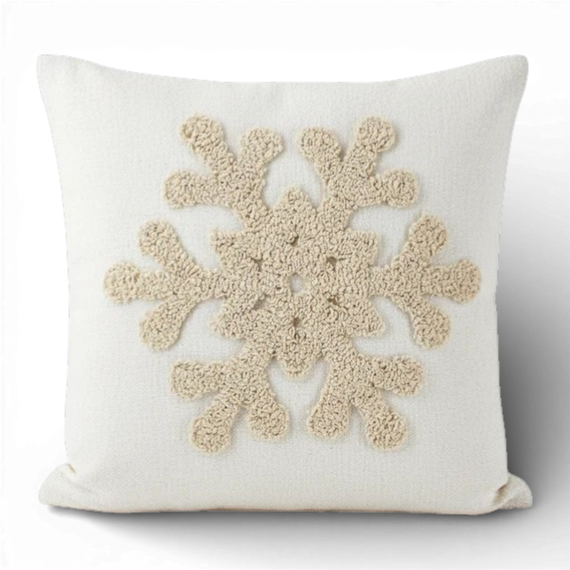 PIL102 Snowflake Pillow, CR/Tan, 17" x 17" PK4