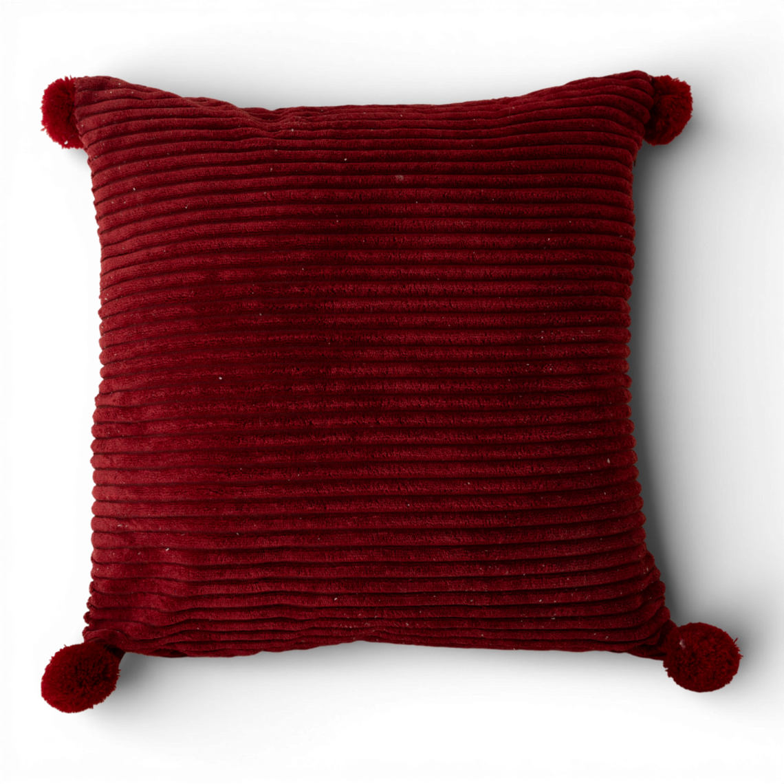 PIL106 Red Pillow w/poms 17" x 17" PK4