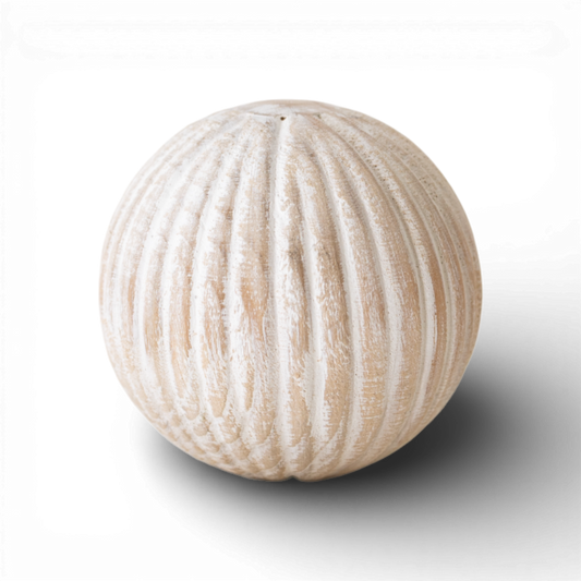 PN100 Pine Wood Orb  White Wash  4"    PK6