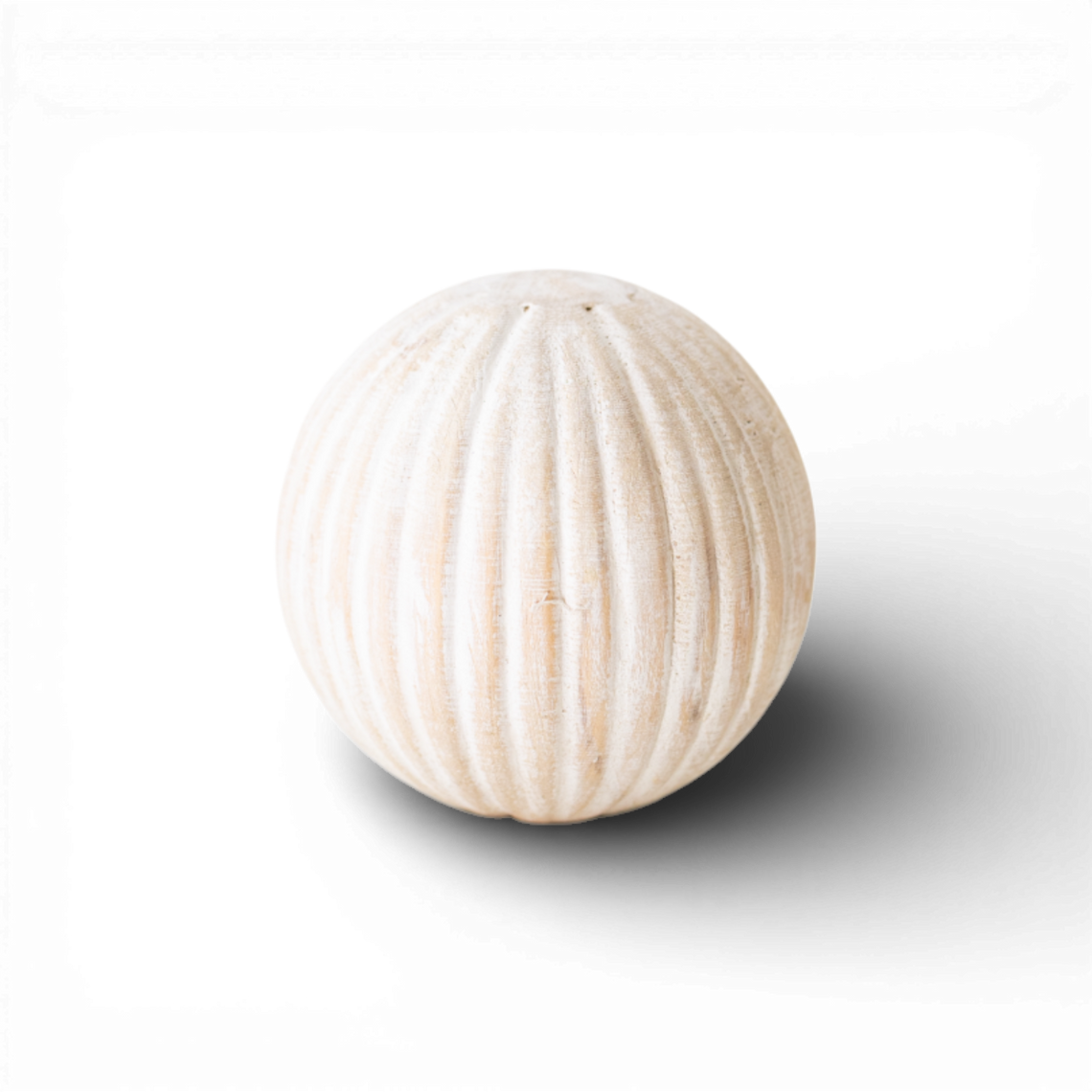 PN101 Pine Wood Orb White Wash 3"   PK8