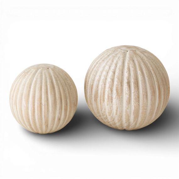 PN100 Pine Wood Orb  White Wash  4"    PK6