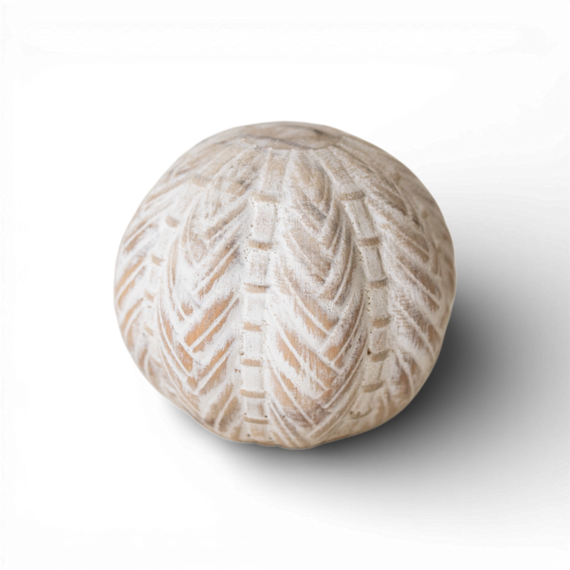 PN107 Pine Wood Orb White 3" PK8