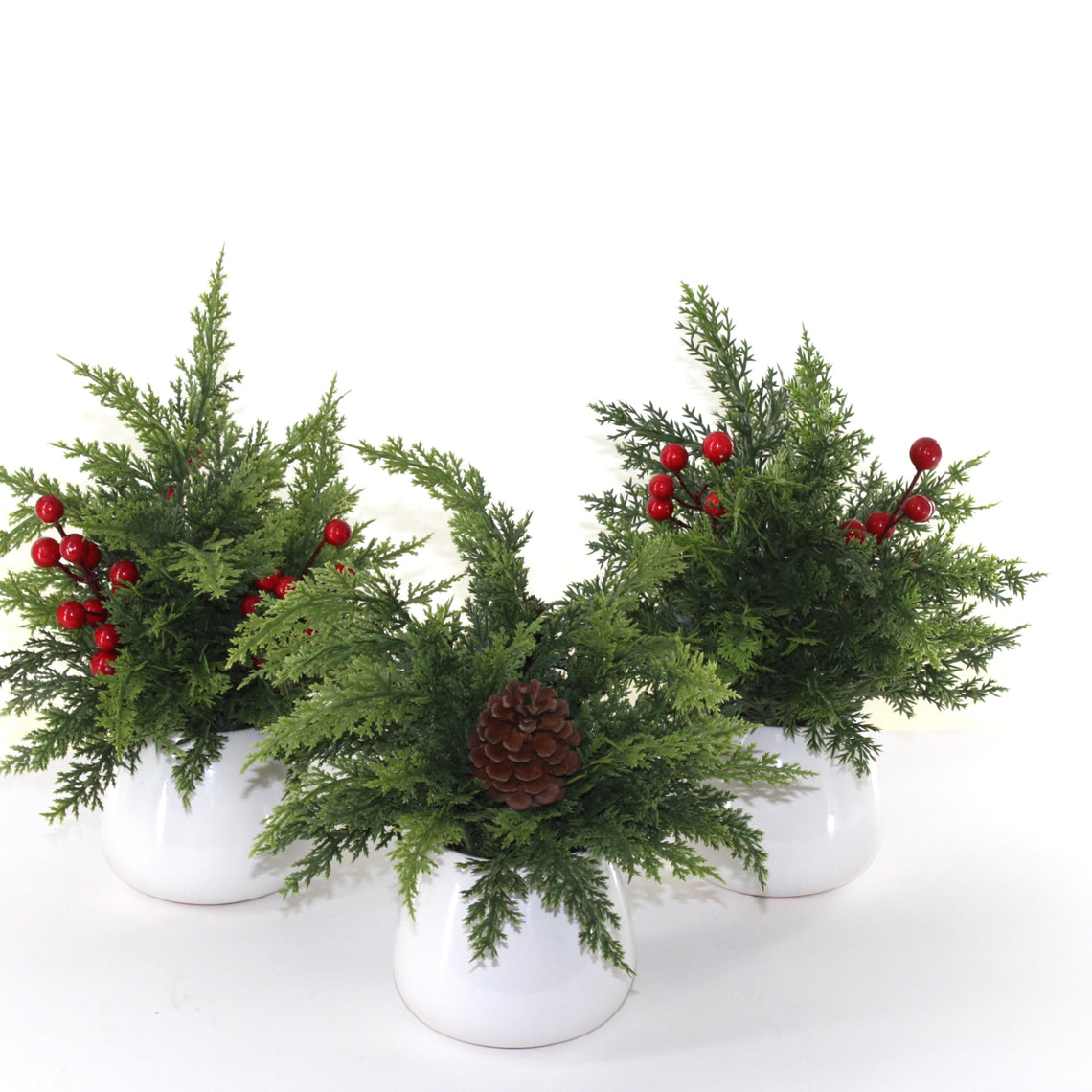 PN112  Real Touch Pine Arrangements 9" x 9" x 12", Set of 3 PK2