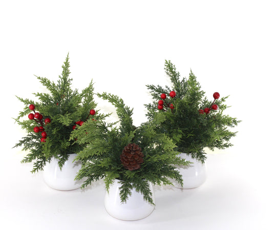 PN112  Real Touch Pine Arrangements 9" x 9" x 12", Set of 3 PK2