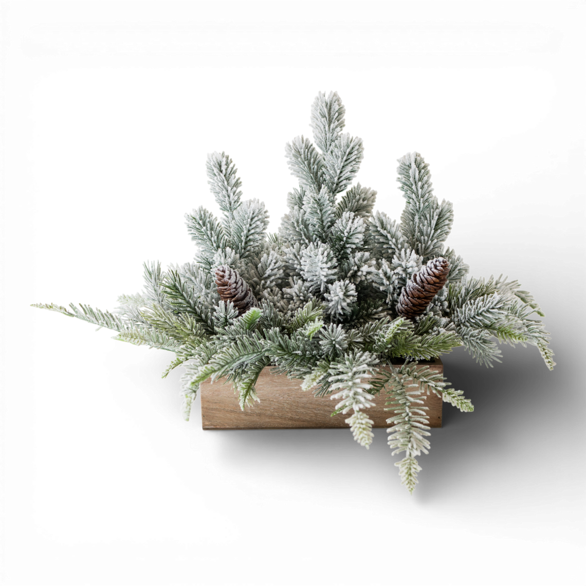 PN117 Potted Frosted Pine Trees In Box 15" PK2