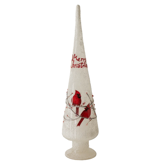PN120 Glass Finial, Cardinal 4" x 4" x 15.5"  PK4